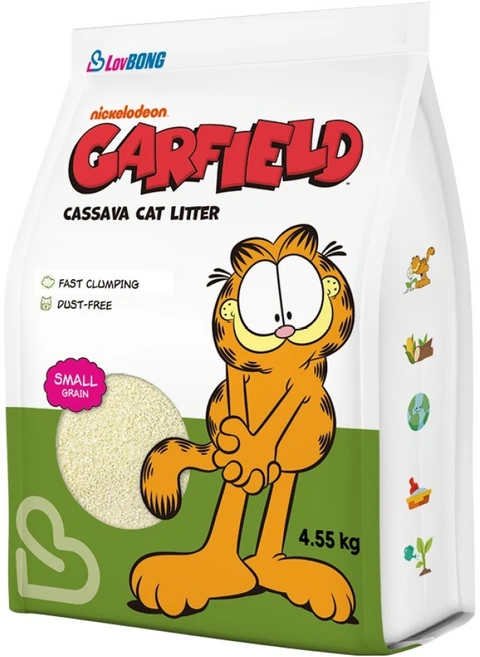 러봉 응고형 가필드 카사바 가는입자 고양이 모래 그린, 4.55kg, 1개, 무향 - 쿠팡