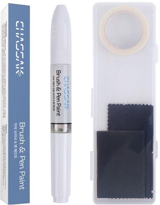 차싹 휠 전용 자동차 붓펜 페인트 + 보관 케이스 + 초극세사 + 사포 3p + 마스킹테이프 풀세트, 1세트, 실버