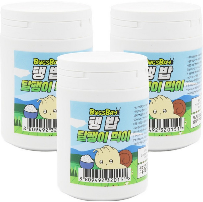 벅스앤미 BUGSBAY 팽밥 달팽이 먹이, 3개, 120g