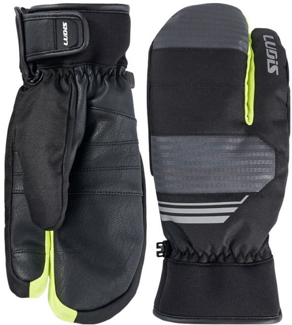루디스 컴포트핏 프리라이드 스키 보드 삼지 방한 장갑 양손착용 세트 LUP01UG09, BLACK, 1개