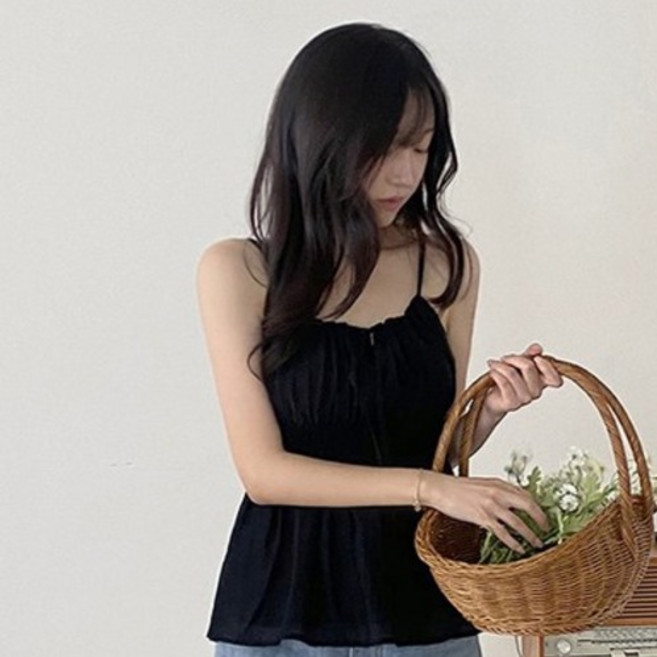 女款 Ritry 鬆緊縮褶無袖細肩帶背心