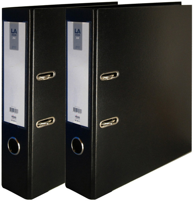 마이다스 레버아치 LA 바인더 2공 세로형 민 7cm, 흑색, 2개