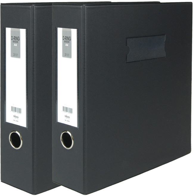 마이다스 PVC 고주파 D링 A4 바인더 3공 7cm, 흑색, 2개