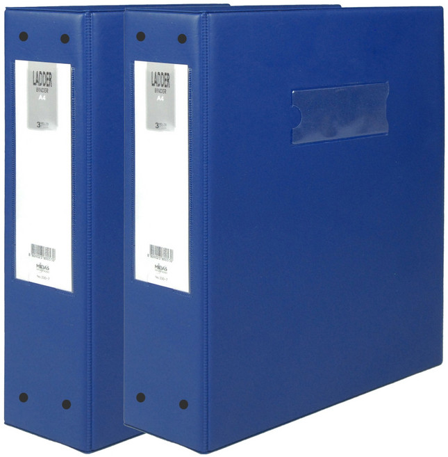 마이다스 PVC 고주파 A4 사다리 바인더 3공 7cm, 청색, 2개