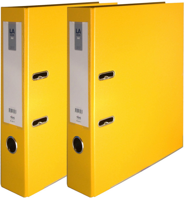 마이다스 레버아치 LA 바인더 2공 세로형 민 7cm, 노랑색, 2개