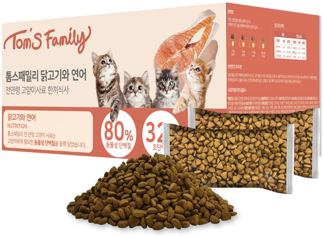 톰스패밀리 전연령 고양이 한끼식사 건식사료 30p, 1개, 1.8kg, 닭+연어
