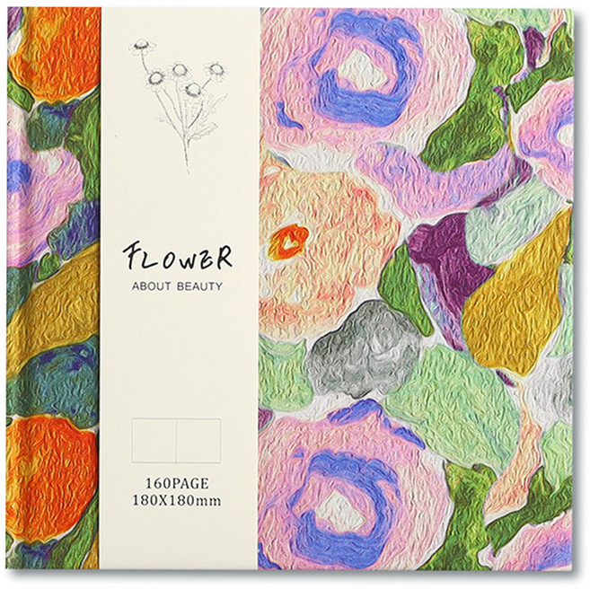 문구담 전문가용 크로키북 미술용품 수채화 스케치북 오렌지그린 80p, 180mm x 180mm x 두께 16mm, 1개