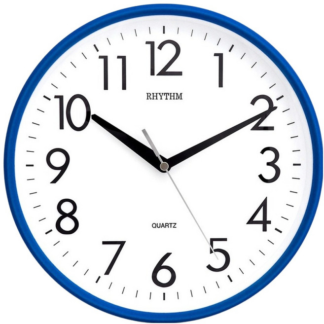 RHYTHM 日本麗聲時計 現代居家風格經典款掛鐘 10吋, 深海籃