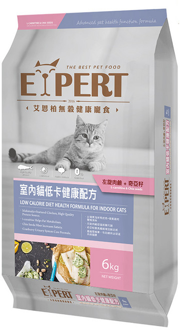 福壽實業 艾思柏 成貓用 無穀貓食乾飼料 室內低卡健康配方, 乾燥飛虎魚 + 雞, 6kg, 1袋