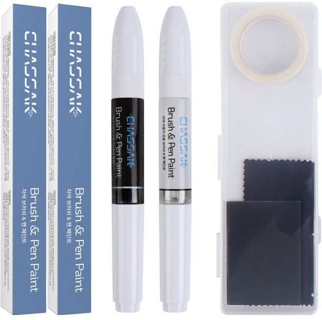 차싹 순정형 자동차 붓펜 페인트 컬러+투명+전용키트, 1세트, FHM 하이퍼메탈릭+투명 붓펜