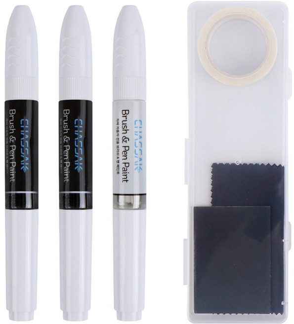 차싹 볼보 순정형 자동차 붓펜 페인트 컬러+펄색+투명+전용키트, 707 크리스탈화이트, 1세트