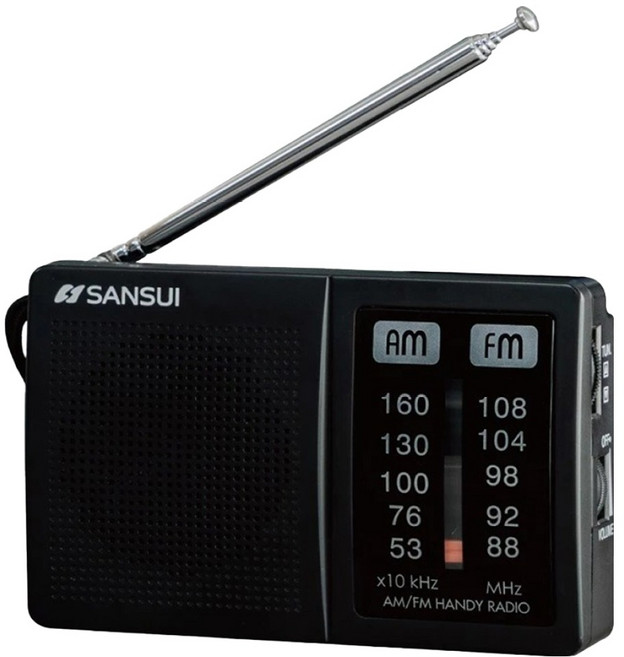 SANSUI 山水 AM FM 2波段口袋型收音機, SRO-RV1531, 黑色