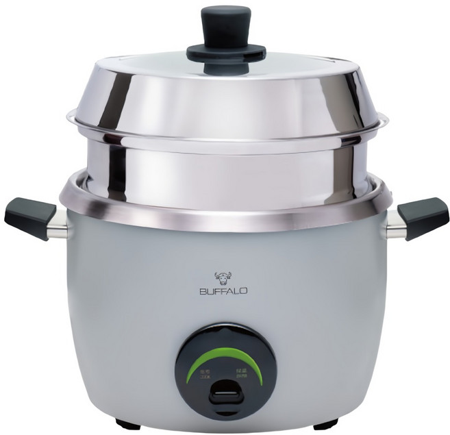 BUFFALO 牛頭牌 10人份新厲害電鍋 附蒸層 專櫃款式/可拆式內鍋/可直火加熱內鍋/304不鏽鋼內鍋 灰色, TC-18UC