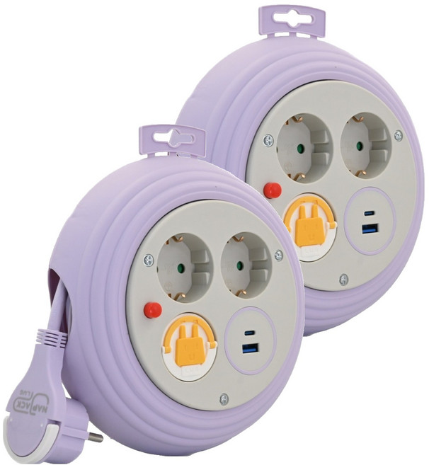 러그 원형 캠핑 멀티릴선 가정용 인테리어 C타입 멀티탭, 퍼플그레이, 2개, 3m