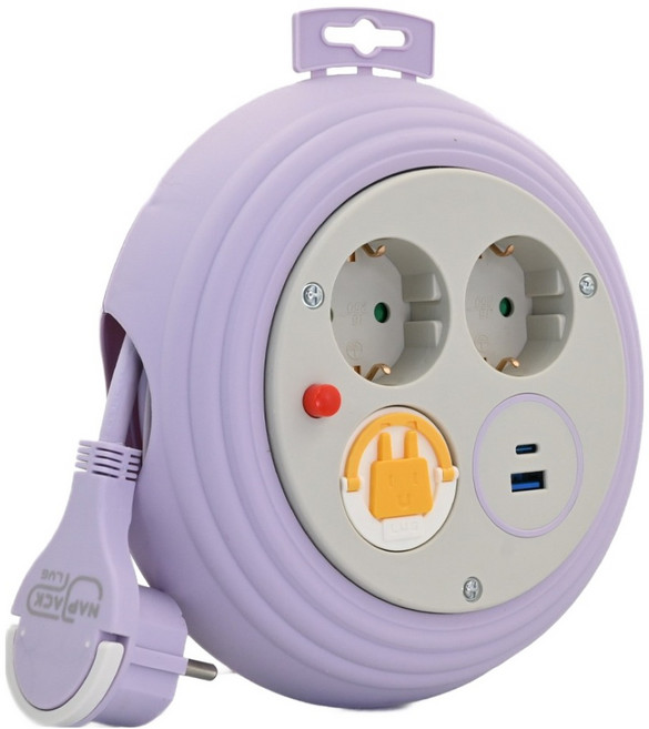 러그 원형 캠핑 멀티릴선 가정용 인테리어 C타입 멀티탭, 퍼플그레이, 1개, 3m