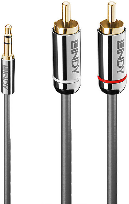 LINDY 林帝 CROMO 雙RCA to 3.5mm音源線 3m, 35335, 灰色線, 1條