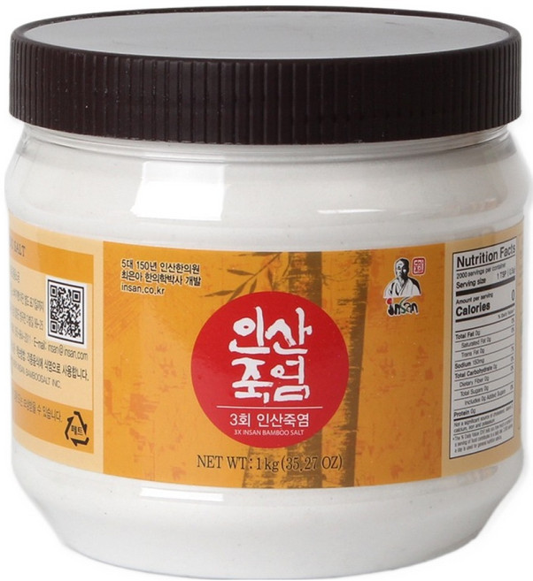 Insan 3회 죽염 분말 소금, 1kg, 1개