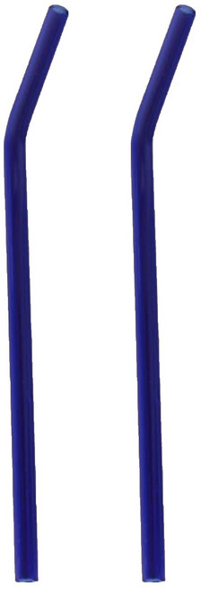 커브형 내열 유리 빨대 코발트, 2개, 1개입