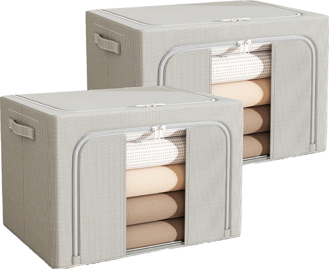 小麥購物 牛津布衣物收納箱, 灰色, 2個