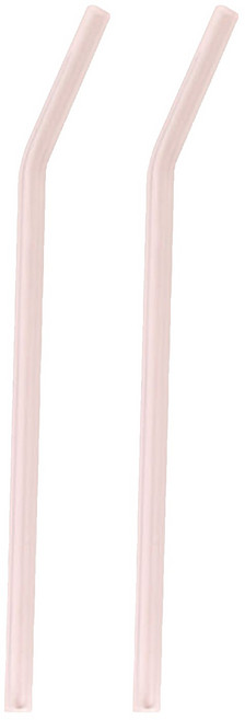 커브형 내열 유리 빨대 핑크, 2개, 1개입