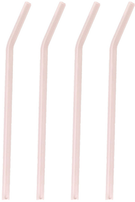 커브형 내열 유리 빨대 핑크, 4개, 1개입
