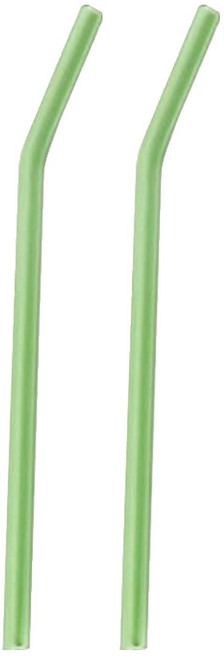 커브형 내열 유리 빨대 그린, 2개, 1개입