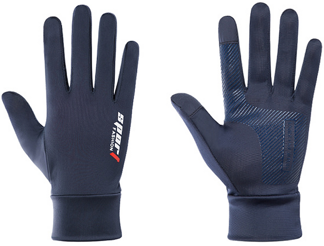 바코젤 남성용 터치 스포츠 등산 미끄럼방지 장갑 양손 세트, 네이비, 1세트