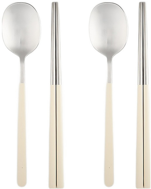 달팽이리빙 퀴진드마망 아동용 순수 수저세트, 크림화이트, 숟가락 2p + 젓가락 2p, 2세트