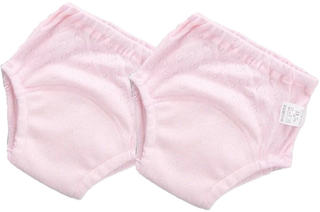 Bebehome 6層紗紗布學習褲/透氣親膚尿布褲, 粉色, 2件
