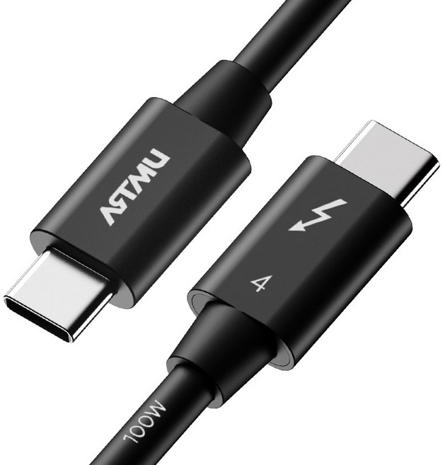 아트뮤 인텔 썬더볼트4 100W 40Gbps 케이블 블랙, 1개, 1m