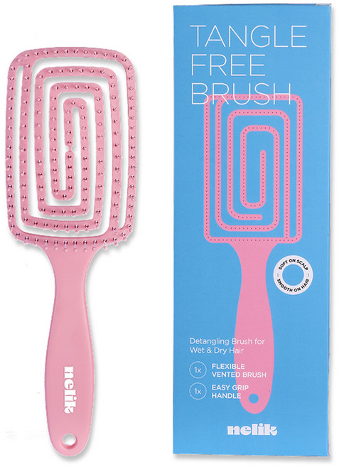 넬릭 프로 엉킴방지 뿌리 볼륨 헤어 빗, 1개, 핑크