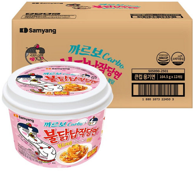 불닭 납작당면 까르보 164.5g, 12개