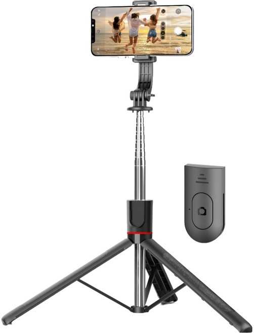 셀루미 메가 스틱 올인원 스마트폰 셀카봉 삼각대 171.7cm, SEL-AT1717M, 블랙 + 레드, 1개