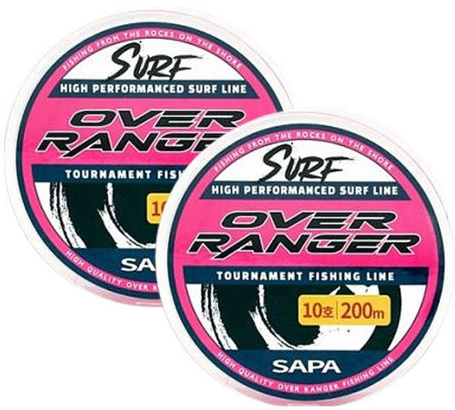 싸파 오버레인저 원투낚시 전용라인 나일론 낚싯줄 200m, 형광핑크, 2개