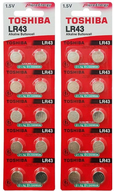 도시바 무수은 건전지 LR43, 2개, 10개입