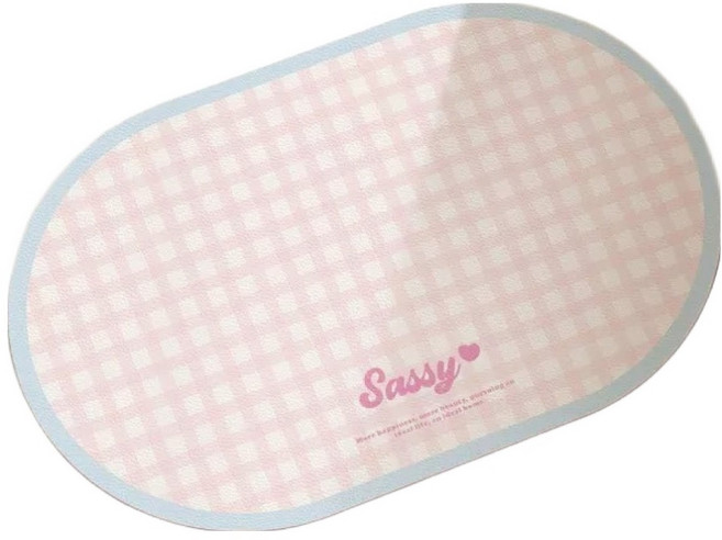 더자카 멜로우 체크 규조토 욕실 매트 60 x 40 cm, 베이비핑크, 1개