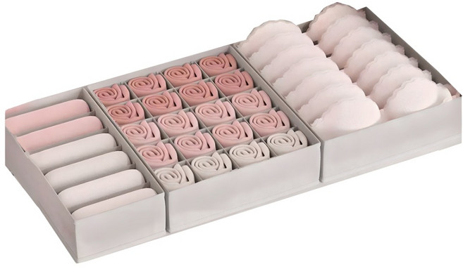 小麥購物 莫蘭迪內衣收納盒組 L2434, 1組, 灰色