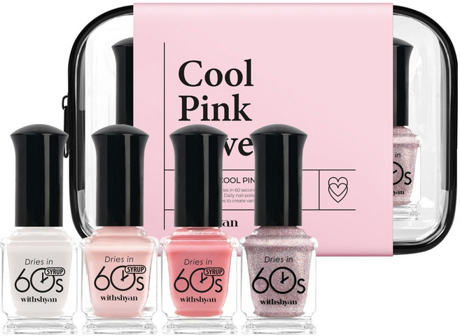 위드샨 60초 건조 쿨핑럽 매니큐어 9ml x 4종 세트, 1개, 벚꽃시럽, 페어리시럽, 우유시럽, 퀸