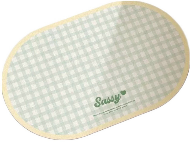 더자카 멜로우 체크 규조토 욕실 매트 60 x 40 cm, 민트라떼, 1개