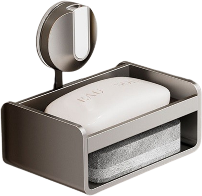 太空鋁肥皂盒 附海綿, 奶白, 1個