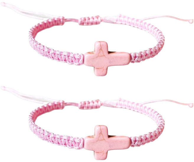 로시테라 귀여운 십자가 팔찌, 핑크, 2개
