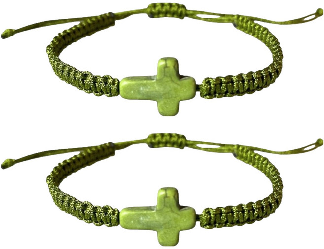 로시테라 귀여운 십자가 팔찌, 카키, 2개