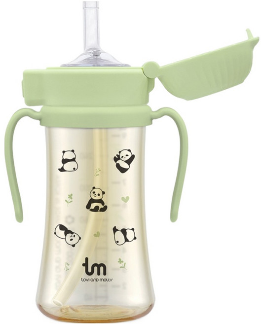 토비앤몰리 PPSU 포포 원터치락 빨대컵, 280ml, 1개, 그린