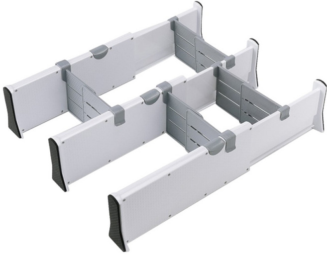 OLoBabee 歐洛爸比 伸縮抽屜隔板 隔板 3片 + 隔片 4片, 1組, 白色 + 灰色