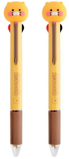 카카오프렌즈 춘식이 피규어 멀티 4색 볼펜 0.7mm, 스탠다드, 2개