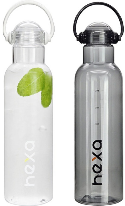 미르코리아 헥사 트라이탄 스포츠 물병 워터보틀 MOVE 800ml x 2종 세트, 클리어, 블랙, 1세트