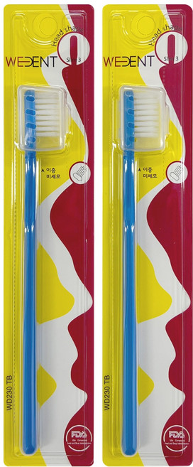 위덴 슬림 이중미세모 세줄칫솔 블루, 1개입, 2개