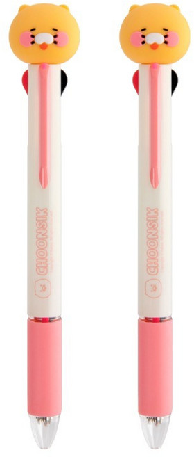 카카오프렌즈 춘식이 피규어 멀티 4색 볼펜 0.7mm, 스마일, 2개