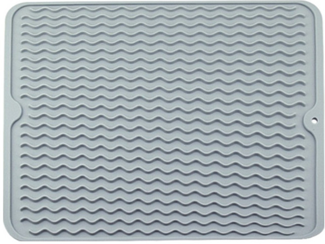 앞날창창 싱크대 물빠짐 실리콘 식기 건조 드라잉 매트 중형, 라이트그레이, 1개, 1단
