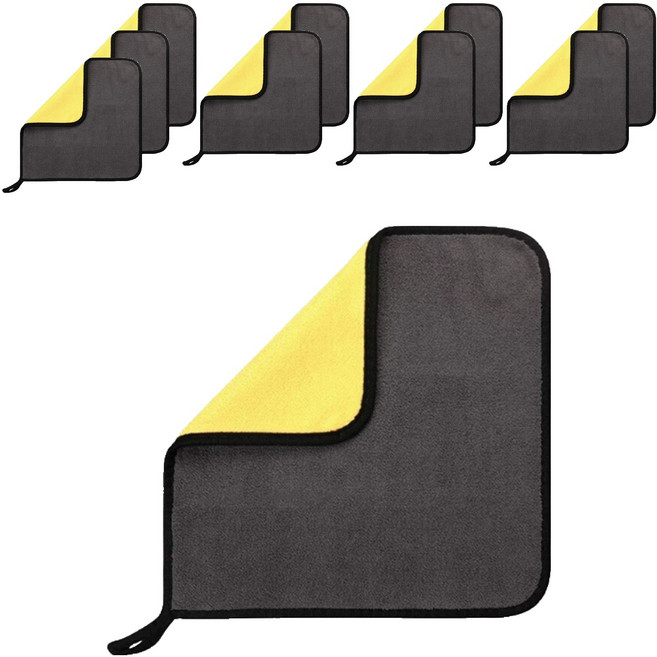 앞날창창 차량용 극세사 세차 물기제거 양면 타월, 옐로우, 10개